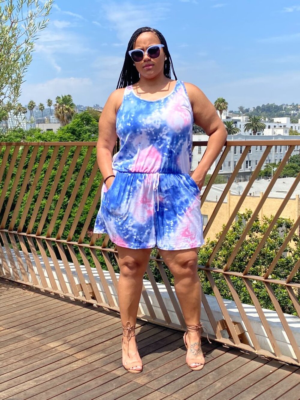 Anika Plus Size Sleeveless Tie Dye Romper